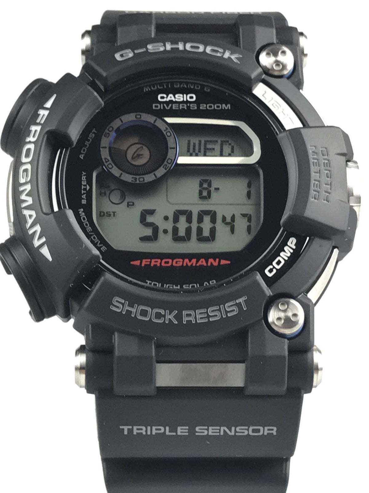 Men's Casio G-Shock Frogman GWF-D1000 black resin dive watch with digital display