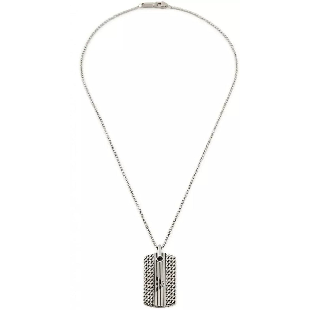 Men's stainless steel dog tag pendant necklace with metal chain