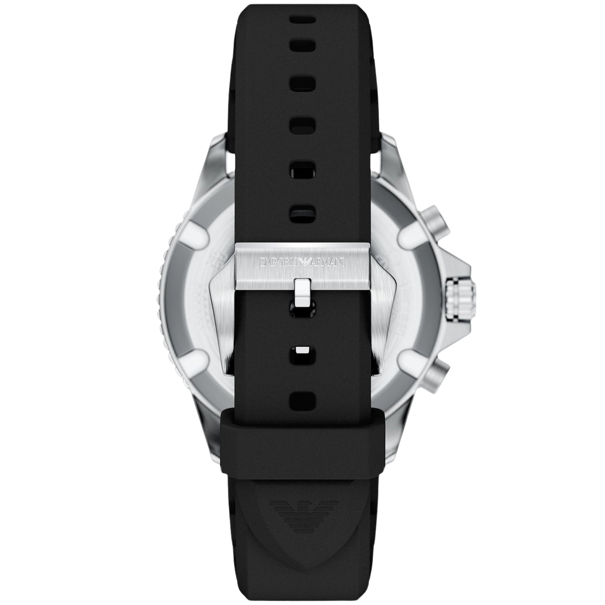 Emporio Armani World Explorer 43mm Solar Chronograph Black Dial Silicone Mens Quartz Watch AR11830