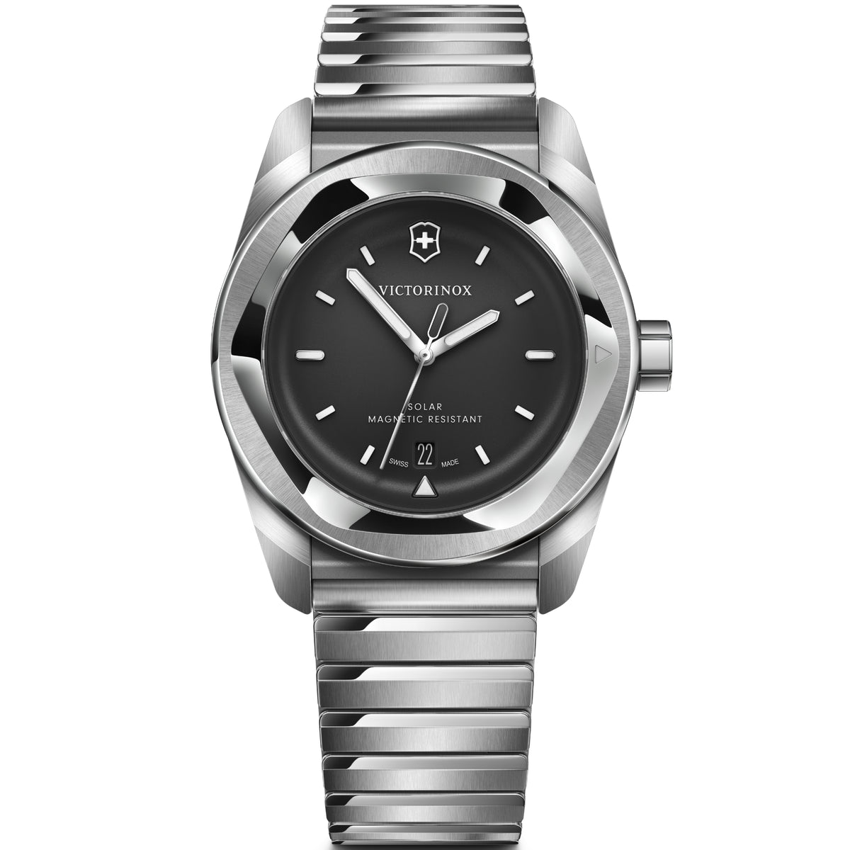 Victorinox Concept One 39mm Solar black dial steel bracelet quartz watch 242055 front view
