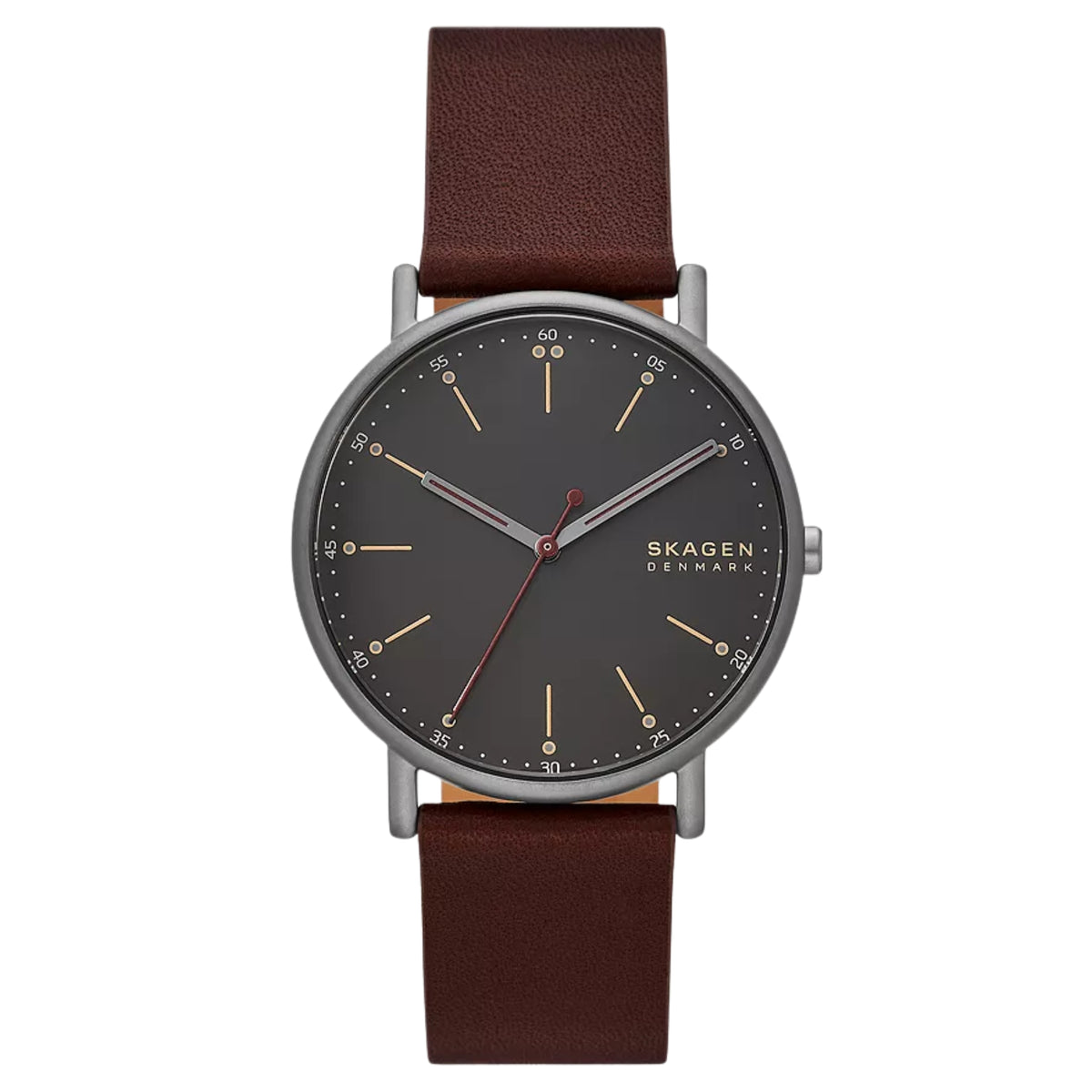 Skagen Signatur Cherry Wood Leather Strap Black Dial Men’s Watch SKW6860