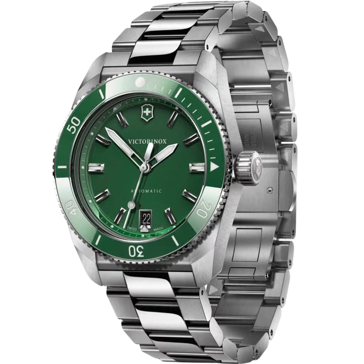 Victorinox Maverick 39mm Green Dial Steel Mens Automatic Watch 242107