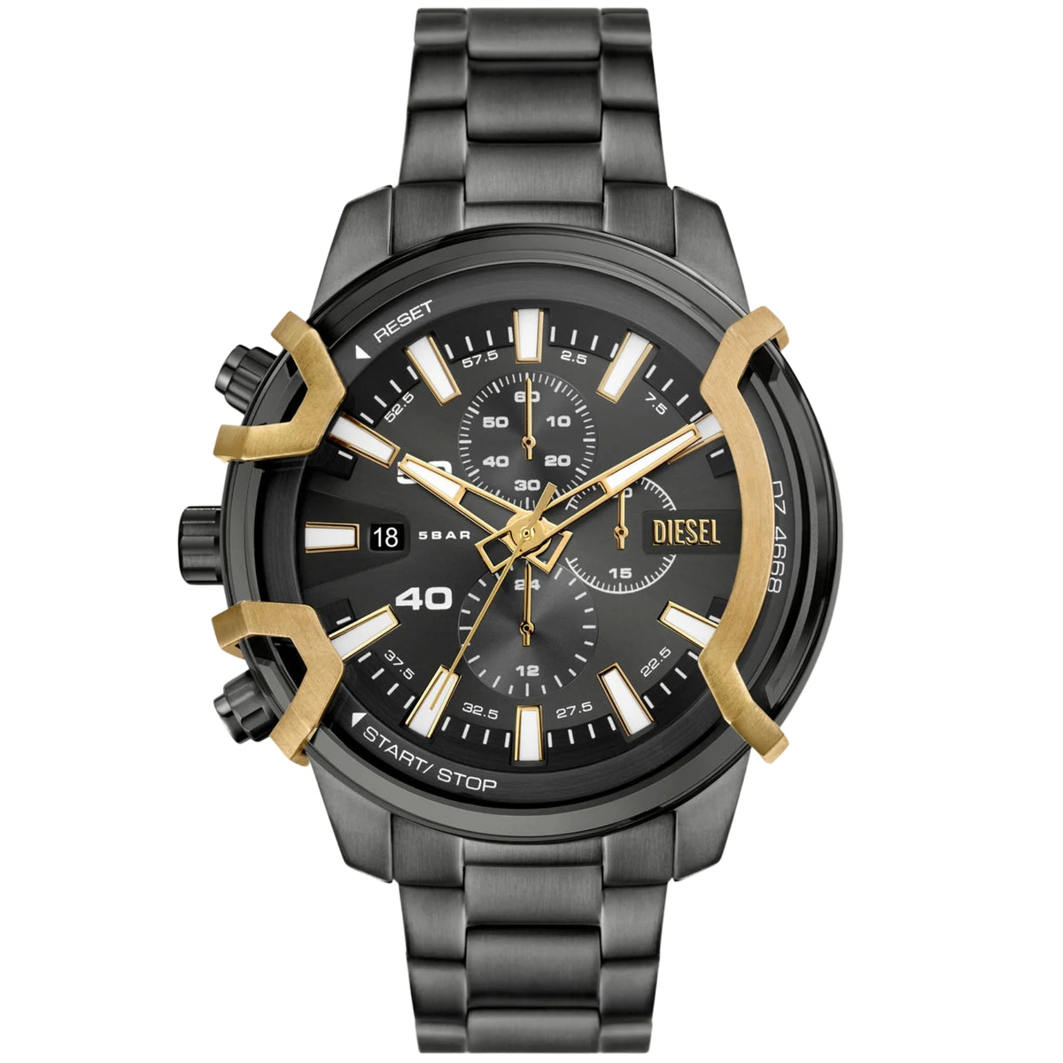 Men's Diesel chronograph quartz watch with black dial and black stainless steel bracelet