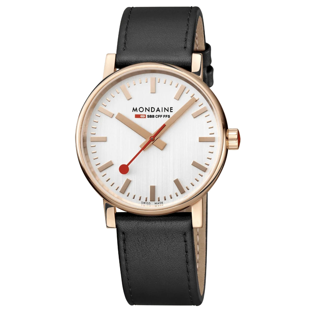 Mondaine Evo2 40mm White Dial Leather Quartz Watch MSE.40112.LB