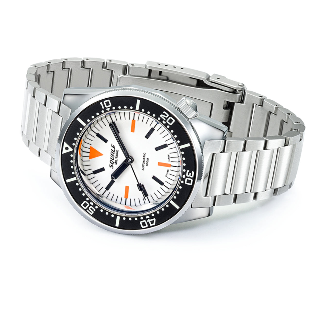 Squale 1521 Full Luminous Militaire 42mm White Dial Steel Mens Automatic Watch 1521FUMIWT.SQ20B