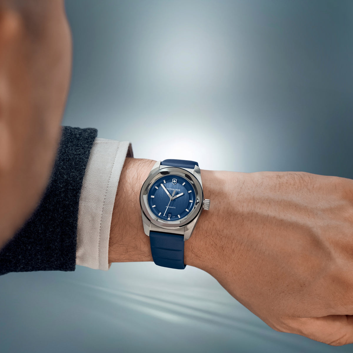 Victorinox Concept One Automatic blue dial 242056 watch on wrist