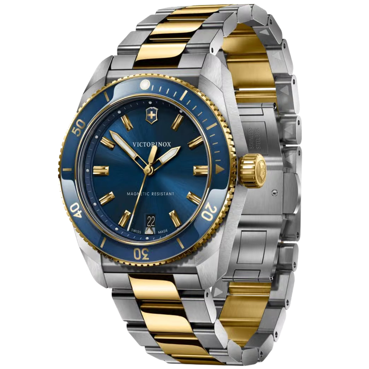 Victorinox Maverick 39mm Blue Dial Steel Mens Quartz Watch 242100