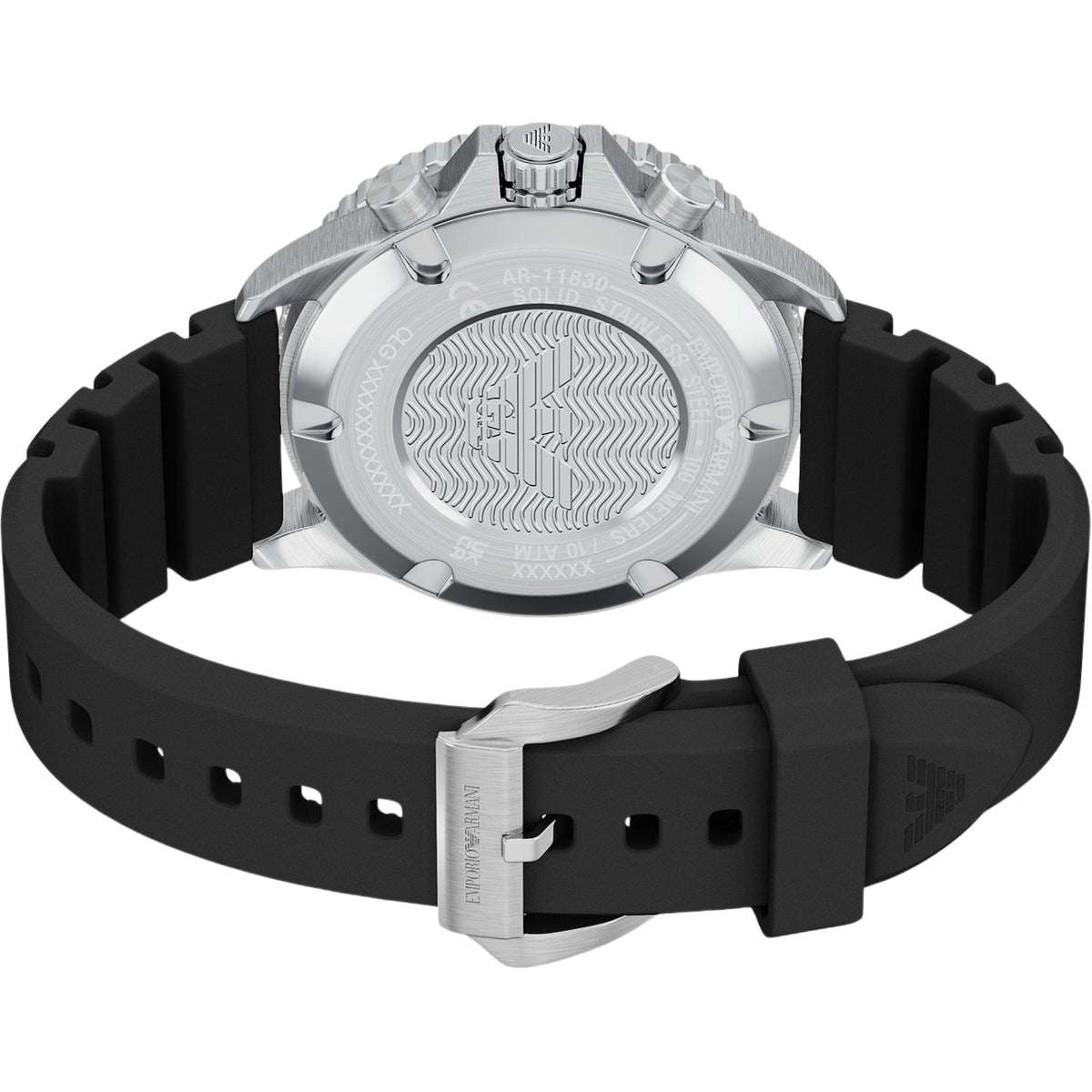 Emporio Armani World Explorer 43mm Solar Chronograph Black Dial Silicone Mens Quartz Watch AR11830