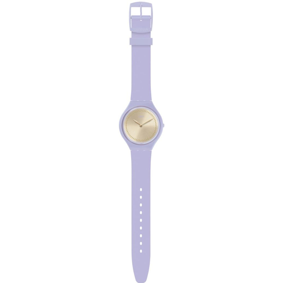 Lavender silicone strap ladies watch with sparkling champagne dial