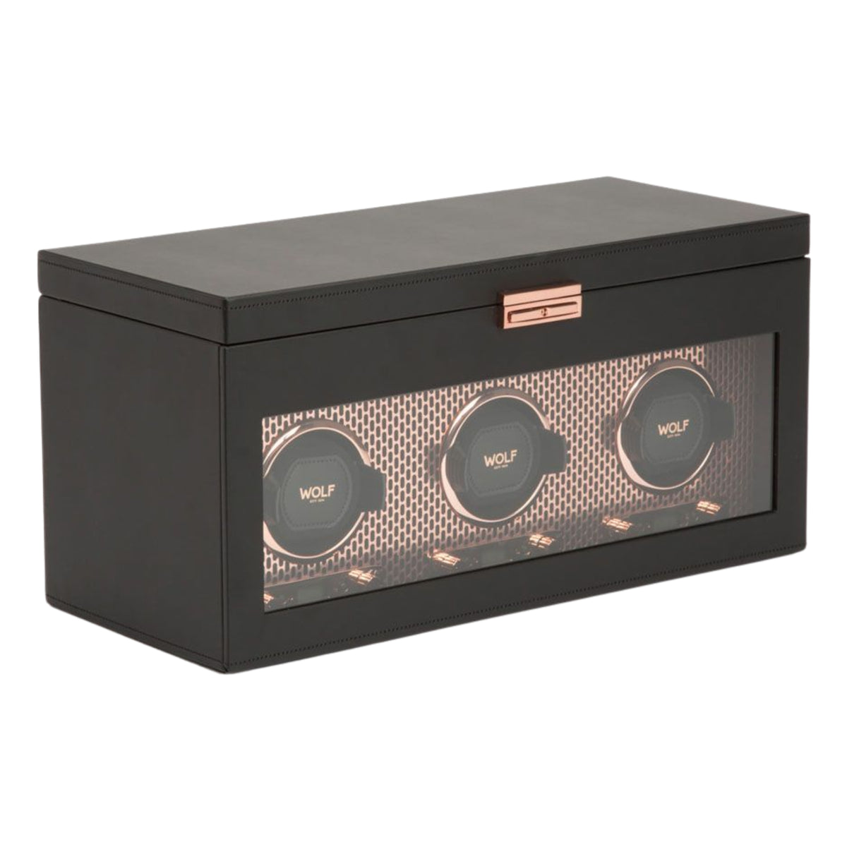 Enrollador triple de reloj con almacenamiento WOLF Axis Cobre 469416