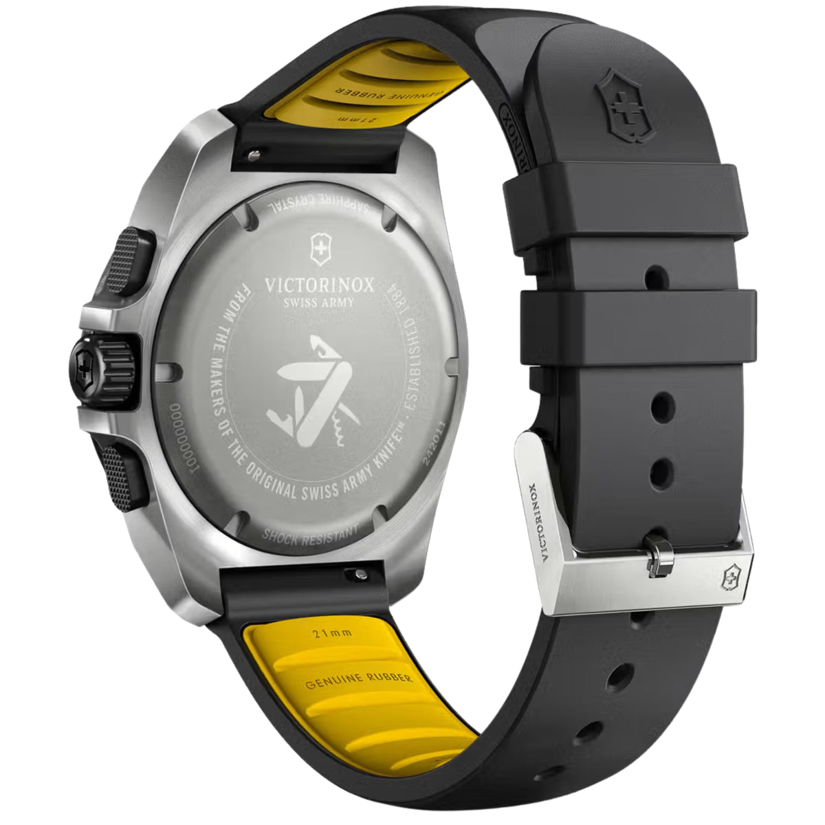 Victorinox I.N.O.X. 242011 titanium case back and black rubber strap with pin buckle