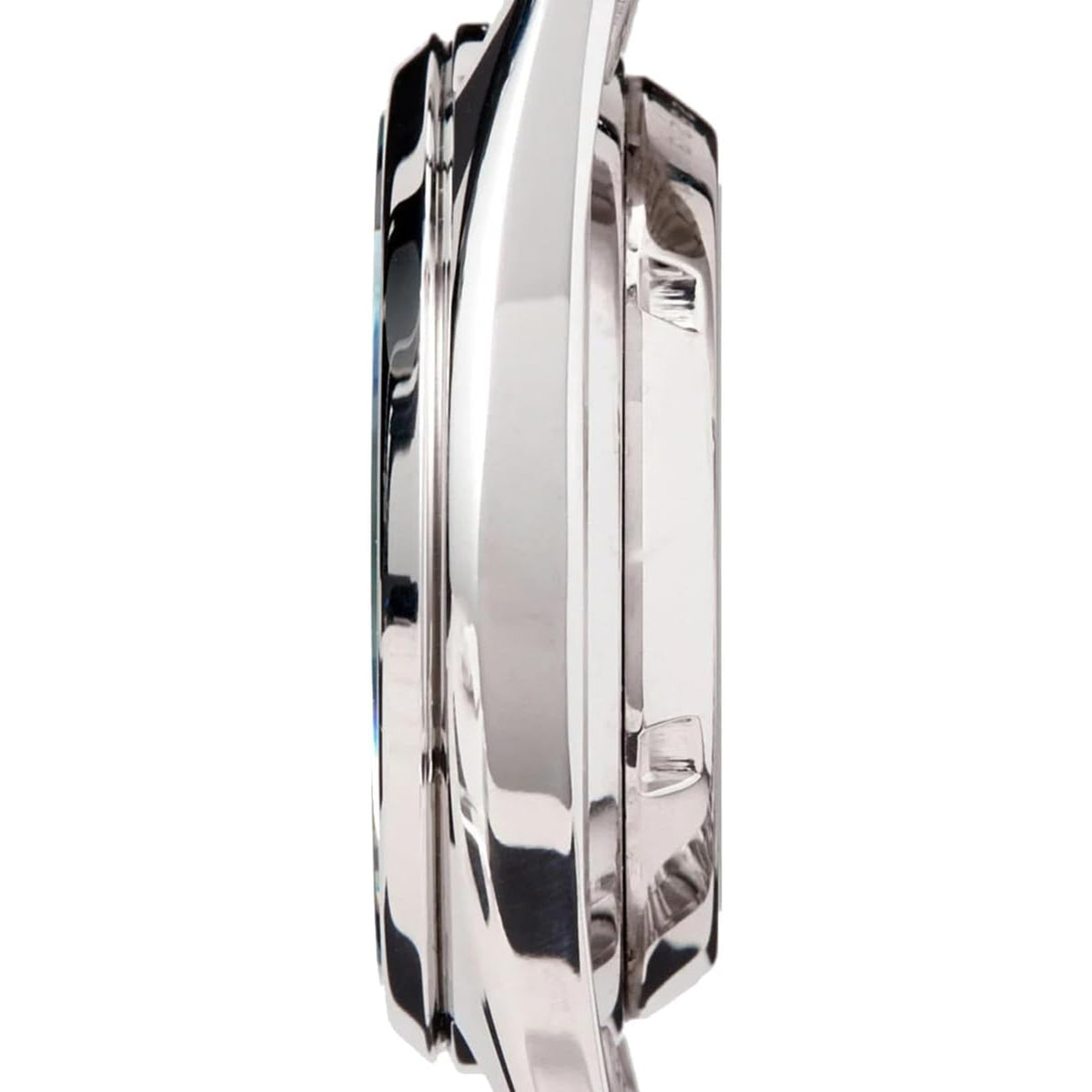 Seiko 5 Classic SNXS77K1 polished stainless steel case side view
