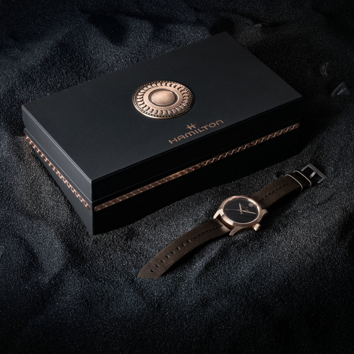 Hamilton Khaki Field H70675530 Odyssey watch and presentation box view