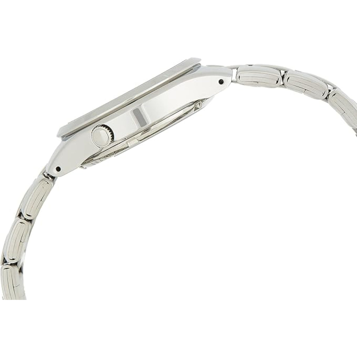 Seiko 5 Automatic SNK615K1 polished stainless steel case side profile view