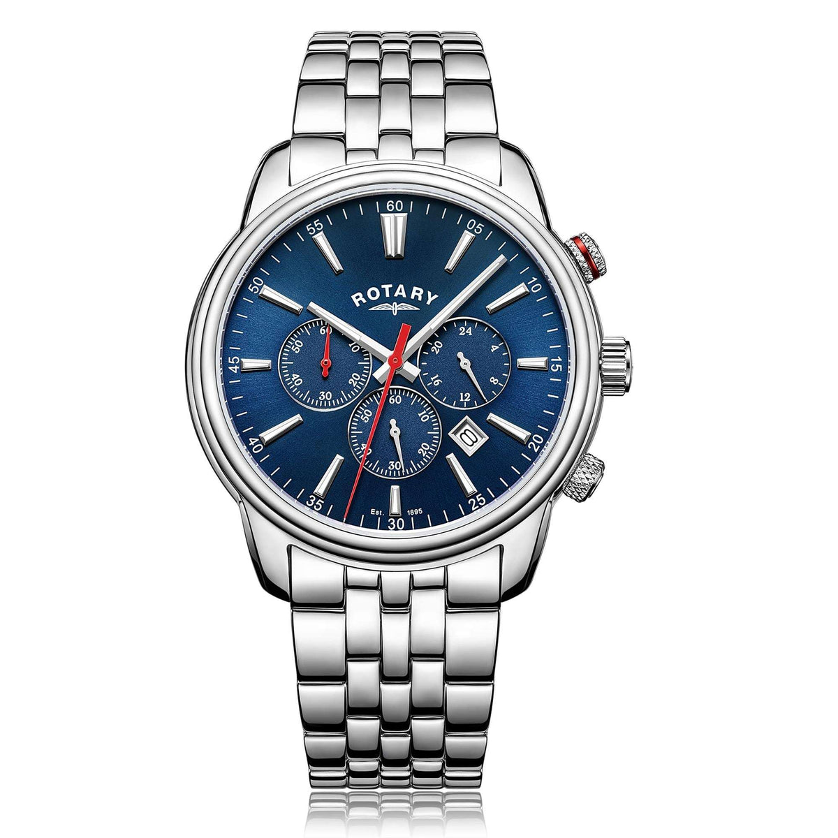 Rotary Monaco Stainless Steel Blue Men’s Chronograph Watch - WatchNation
