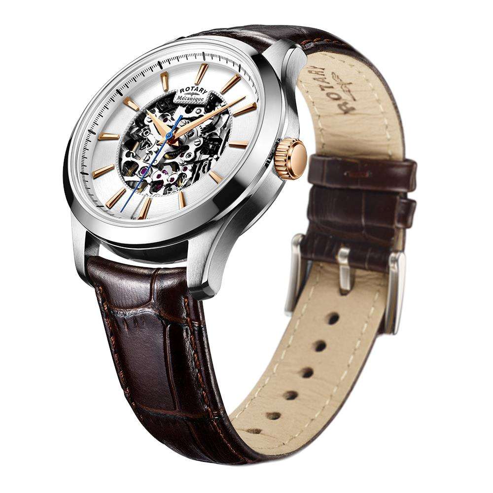 Rotary Skeleton Two-Tone Men’s Automatic Watch - WatchNation