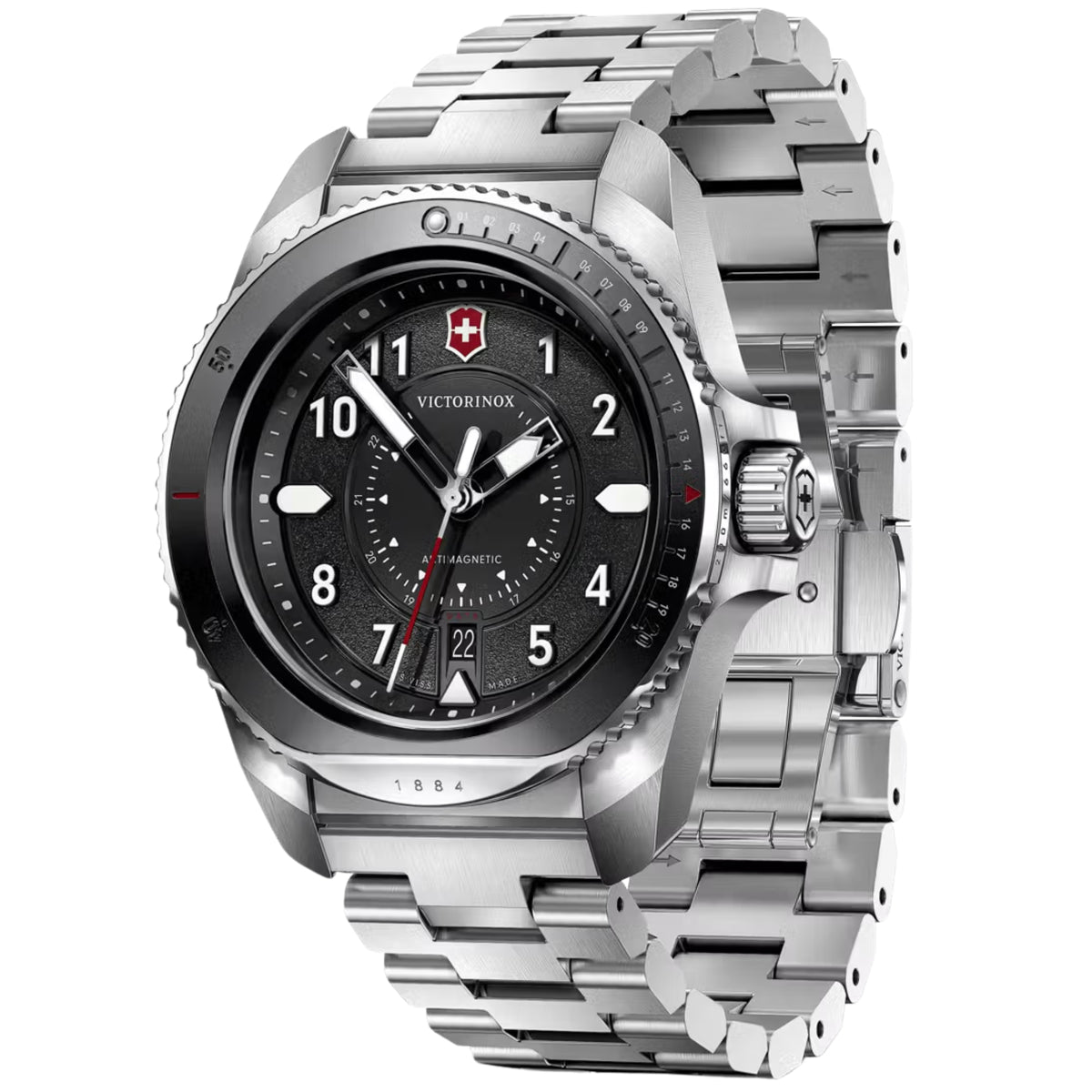 Victorinox Journey 1884 242009 unidirectional bezel and case detail