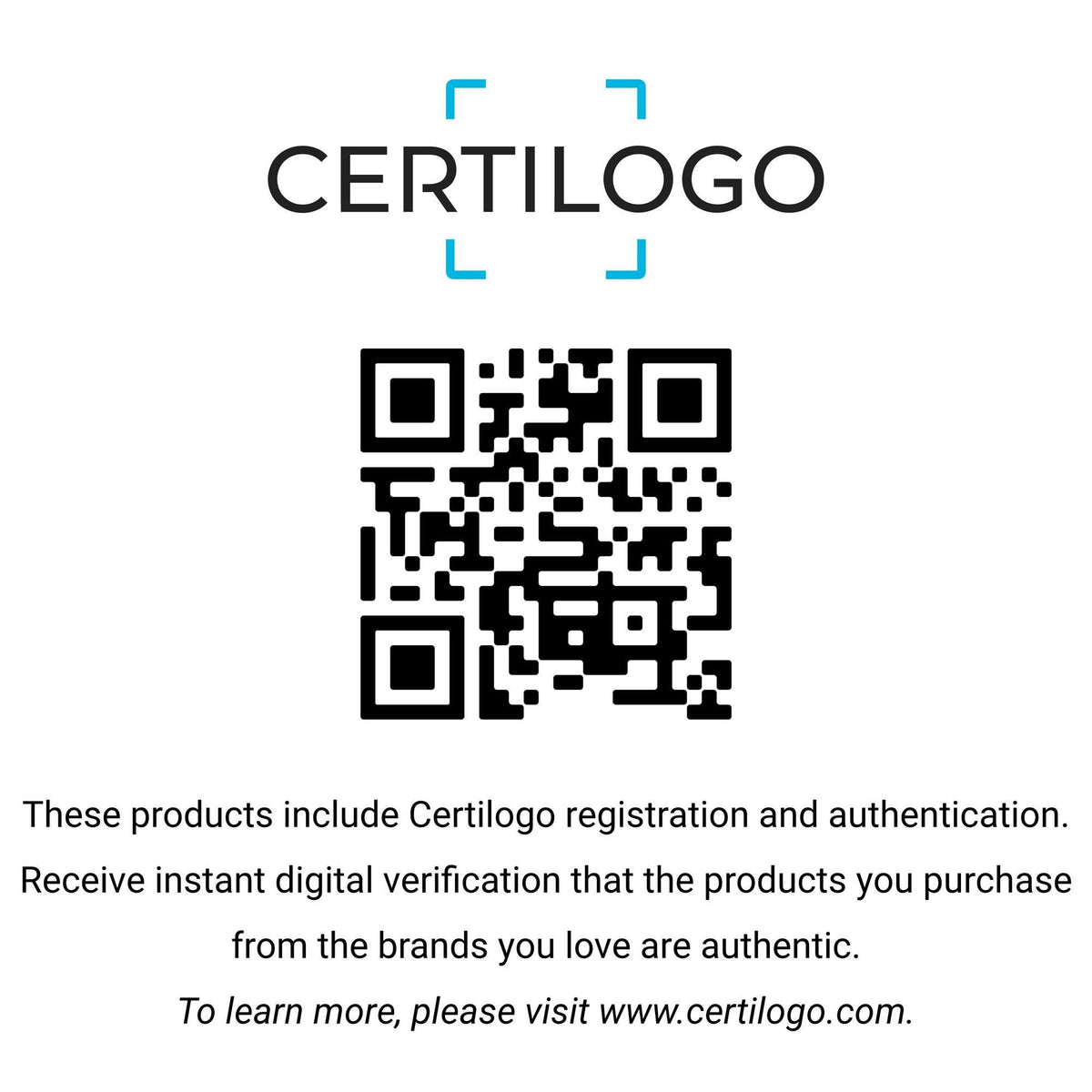 Certilogo authentication card with QR code and verification text