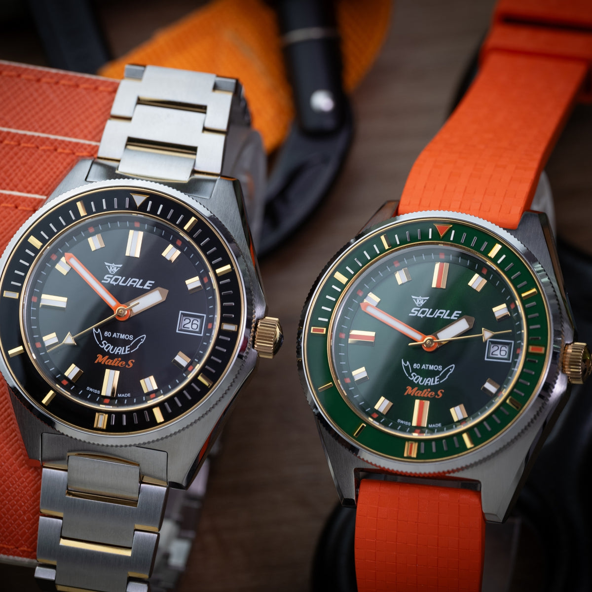 Squale Matic S 39.5mm Green Dial Rubber Mens Automatic Watch MATICGGRGR.MROR