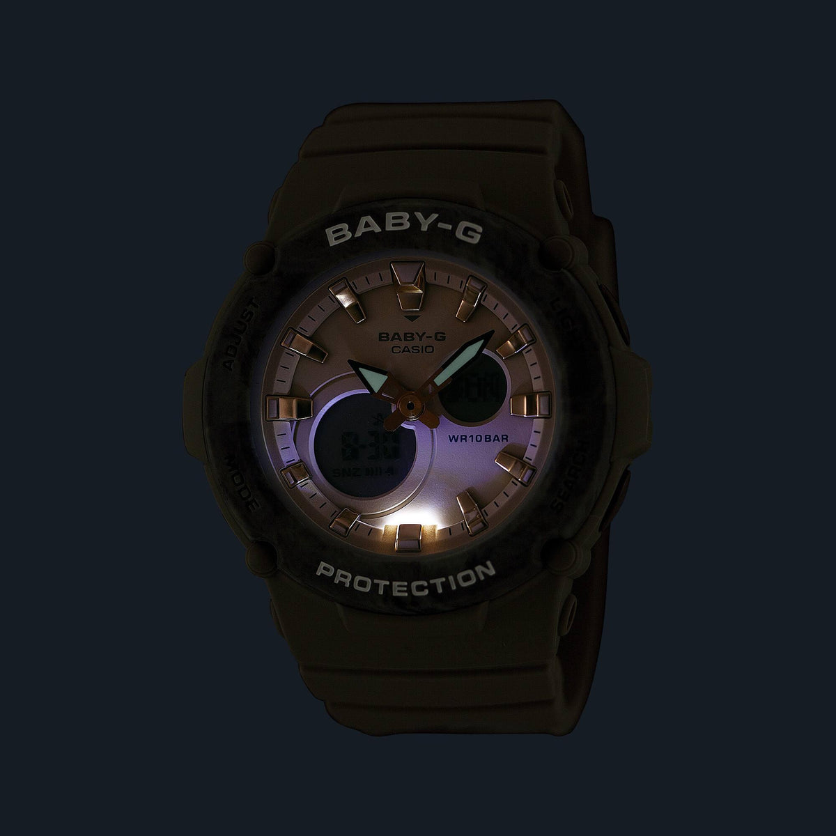 Casio Baby-G ladies watch with dark dial and black resin strap