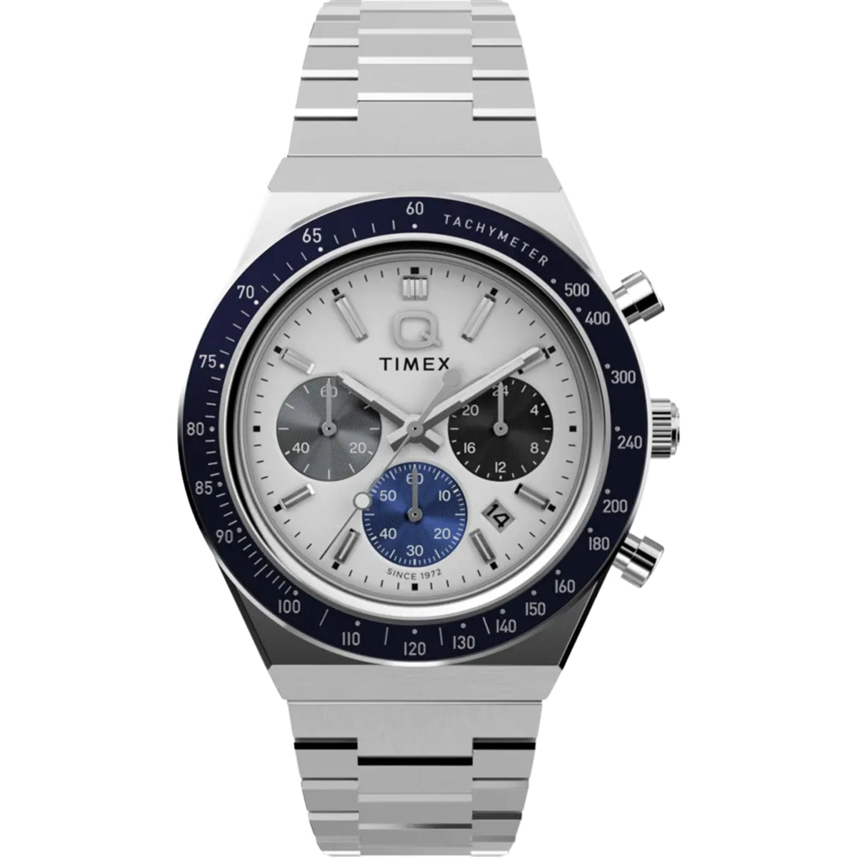 Timex Q 40mm Chronograph white dial steel watch TW2Y36200 front view