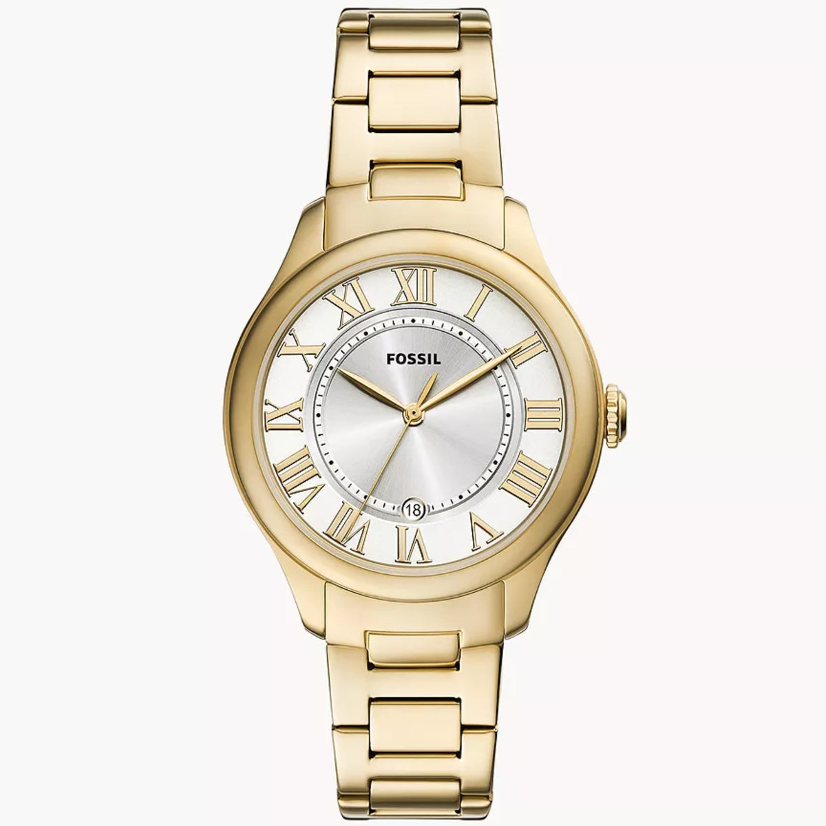 Fossil Neutra chronograph watch, gold-tone case with white dial and Roman numerals
