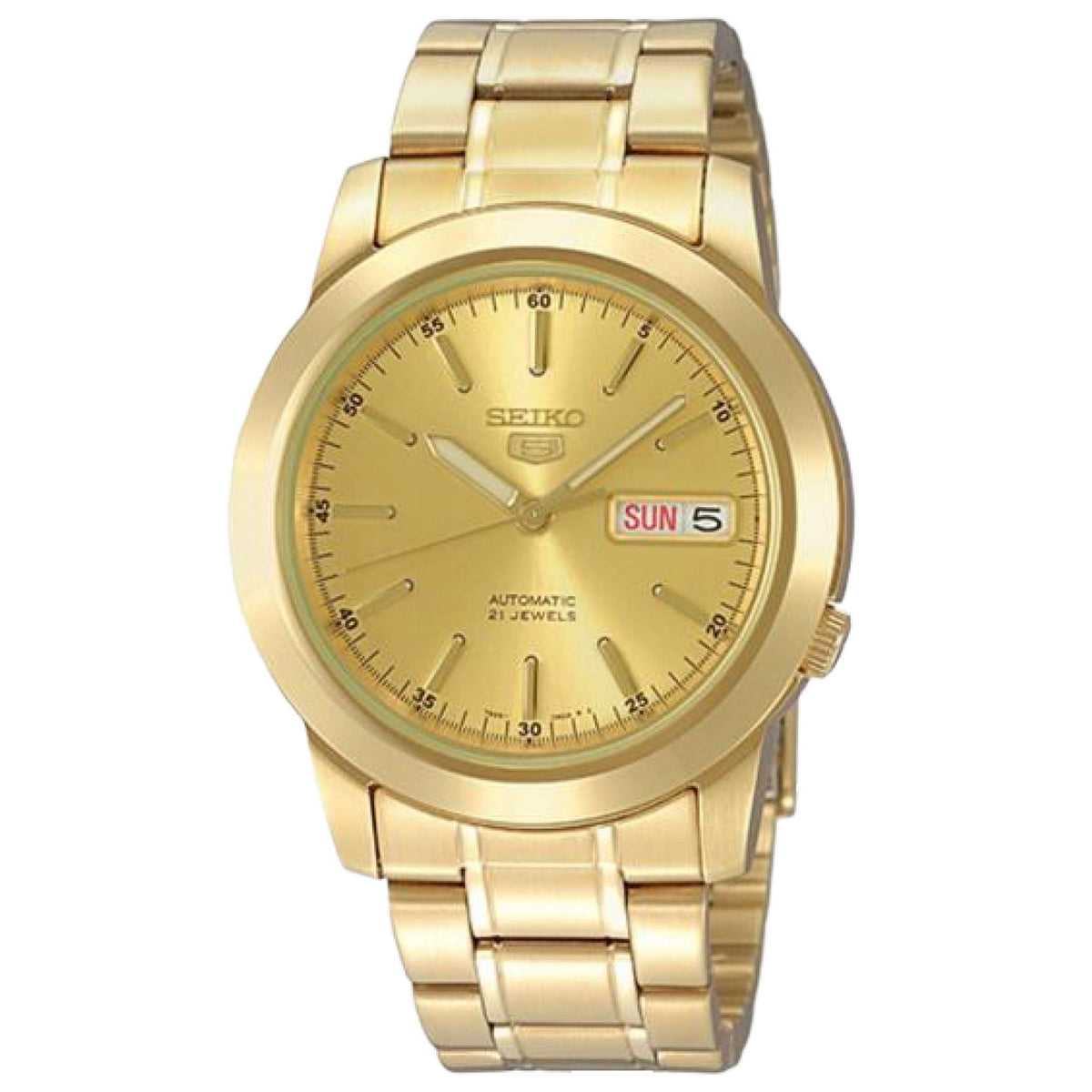 Gold-tone automatic men's watch with gold dial, day/date window (SUN 5)