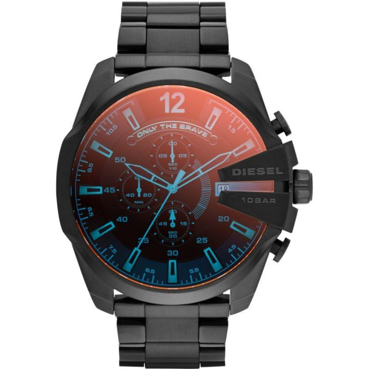 Diesel Mega Chief Chronograph Black Dial Steel Strap Men's Watch DZ4318