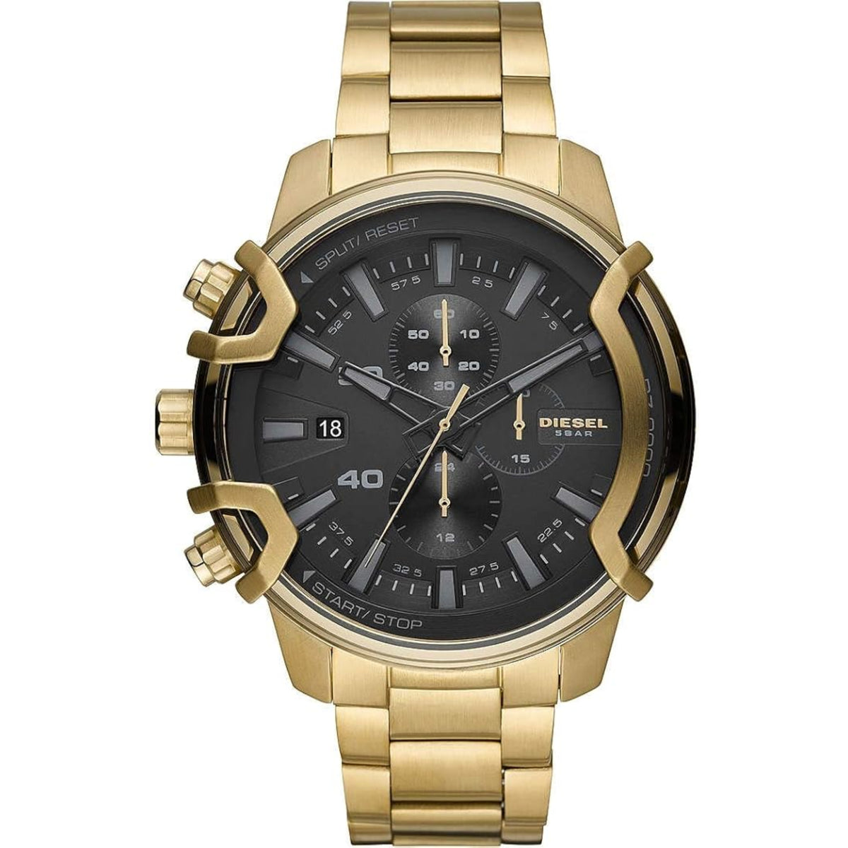 Diesel Griffed Black Dial Steel Strap Men's Watch DZ4522