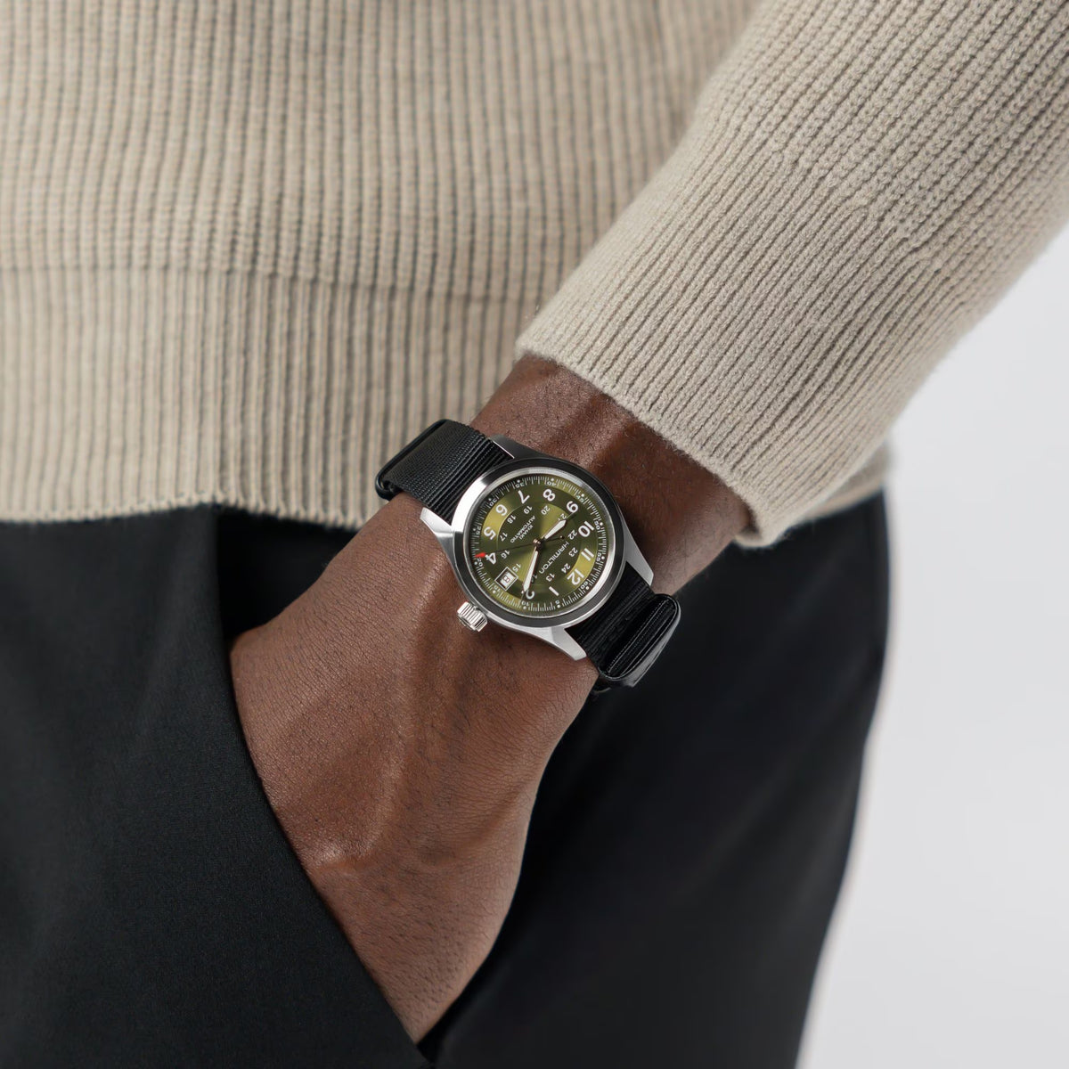 Hamilton Khaki Field 38mm Green Dial NATO Mens Automatic Watch H70455960