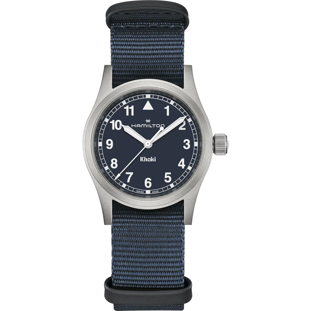 Hamilton Khaki Field quartz blue dial NATO strap unisex watch H69301940 front view