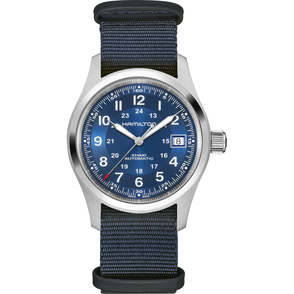 Hamilton Khaki Field 38mm Blue Dial NATO Automatic watch H70455940 front view