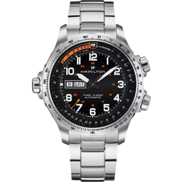 Hamilton Khaki Aviation X-Wind Black Dial Day Date automatic watch H77755133 front view