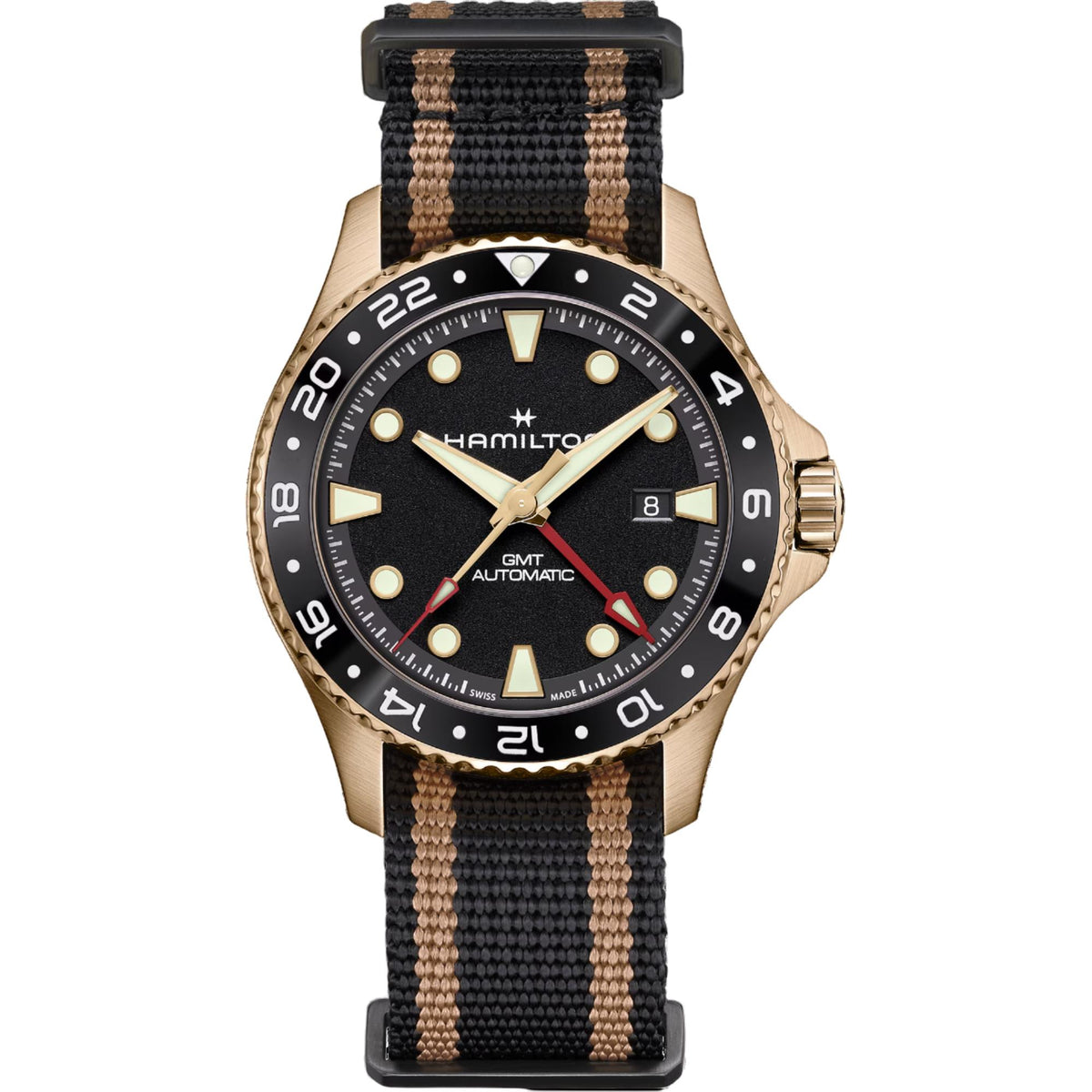 Hamilton Khaki Navy Scuba GMT Automatic Black Dial NATO Strap Unisex Watch H82565930
