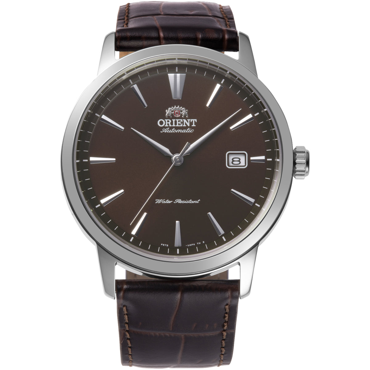 Orient Contemporary Brown Dial Leather Strap automatic watch RA-AC0F17Y30B front view