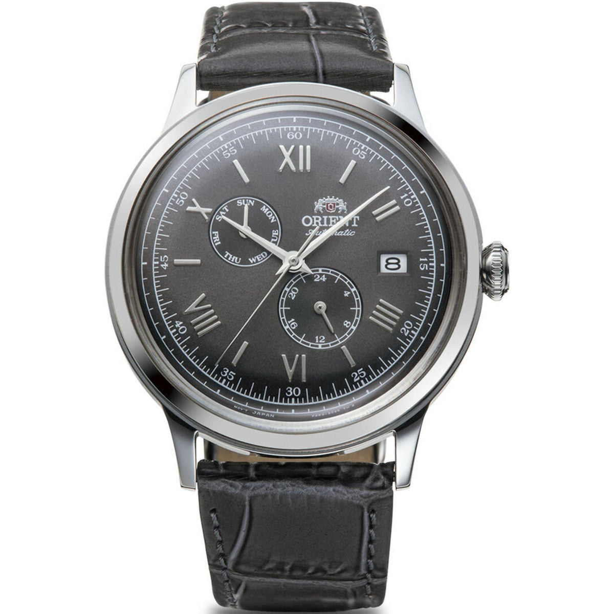 Orient Bambino 40.5mm Grey Dial Day Date automatic watch RA-AK0704N30B front view