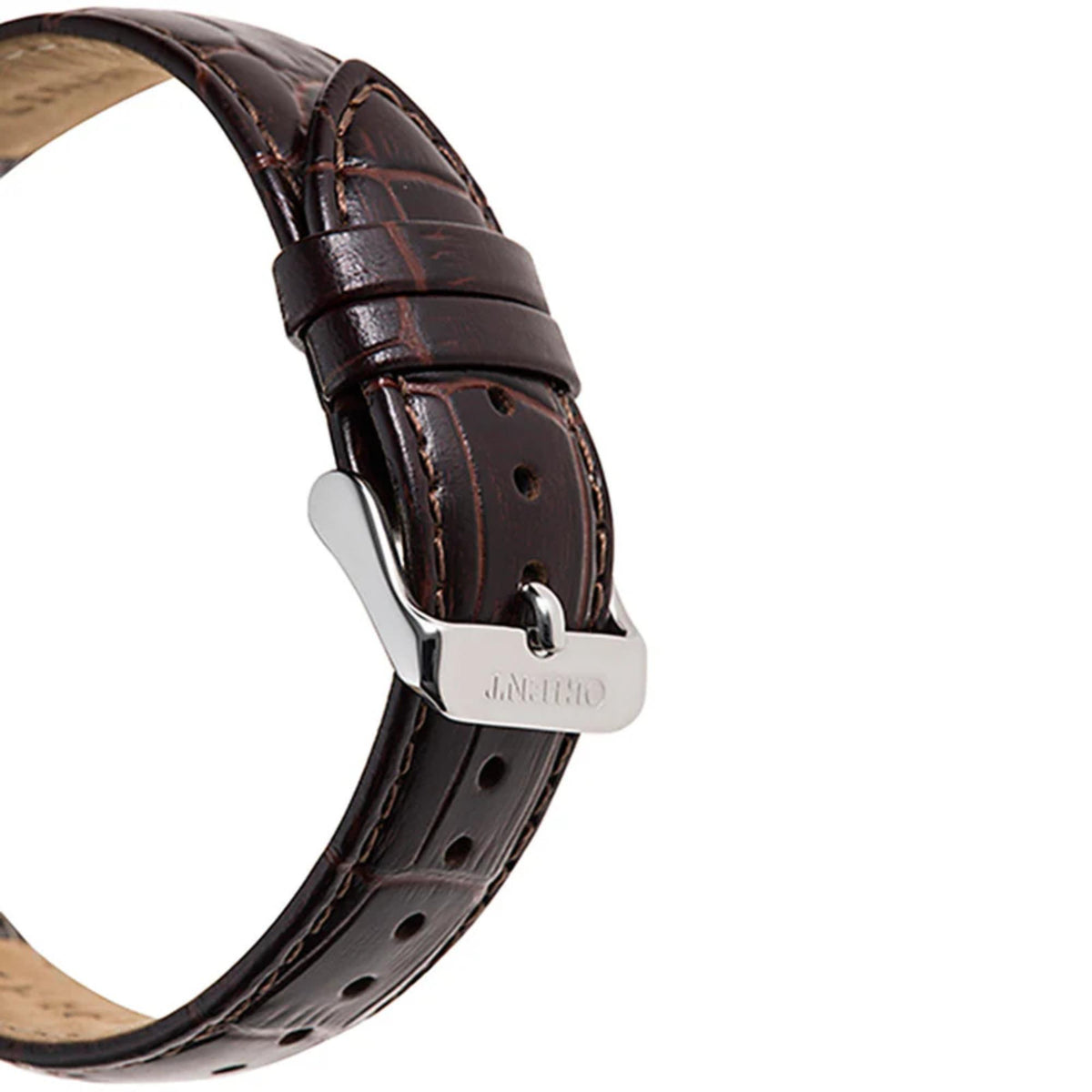 Orient Bambino brown leather wrist watch AP0003S30B strap with metal buckle and punched holes