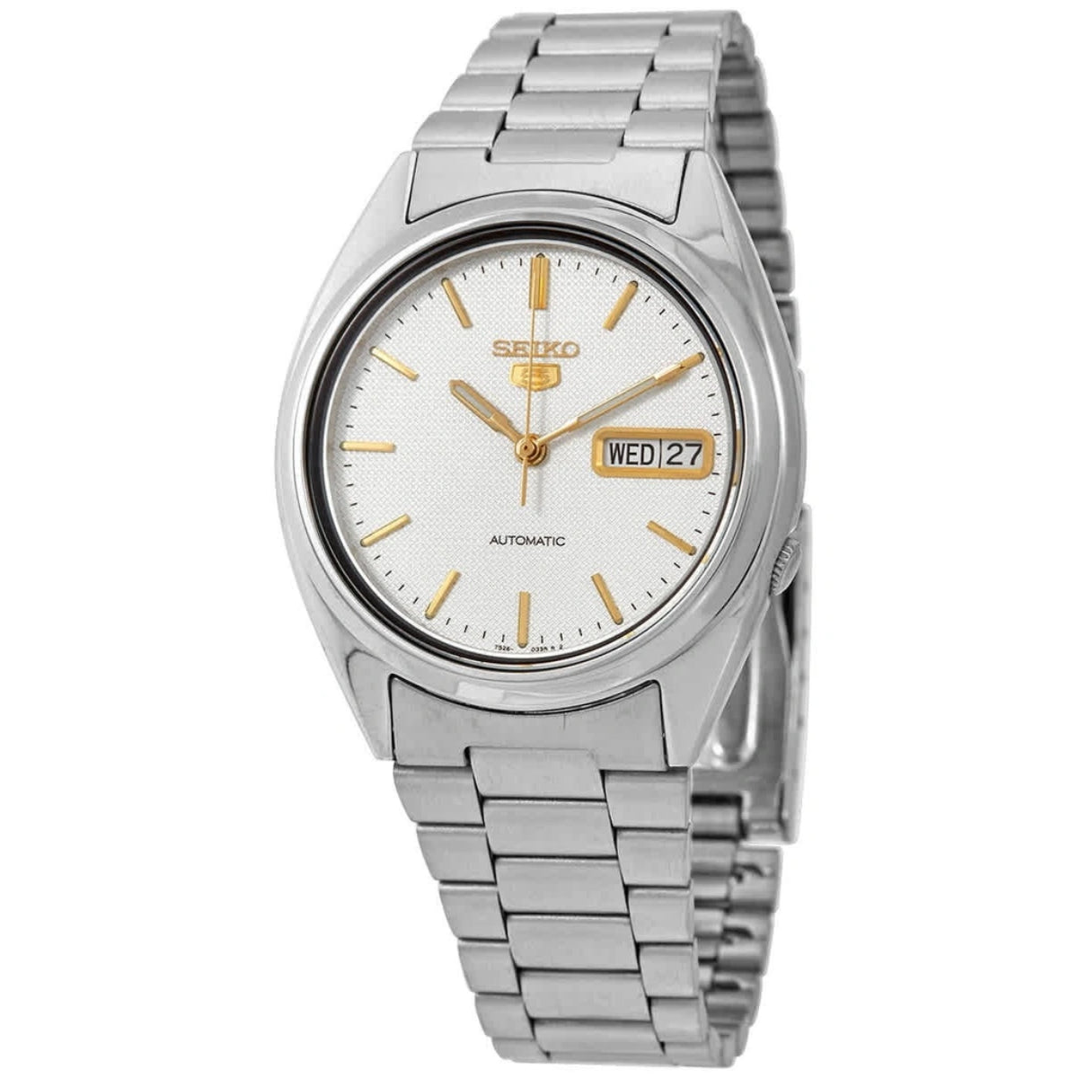 Seiko 5 Automatic SNXG47K1 white dial stainless steel men's watch front view
