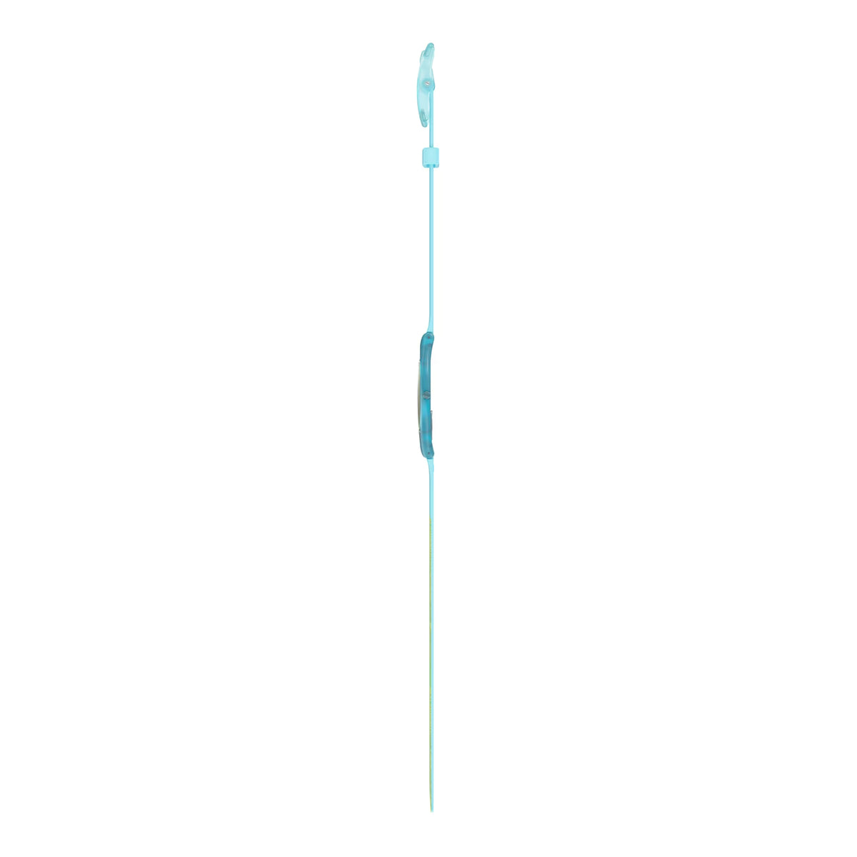 Swatch silicone strap watch strap detail, light-blue band with buckle end