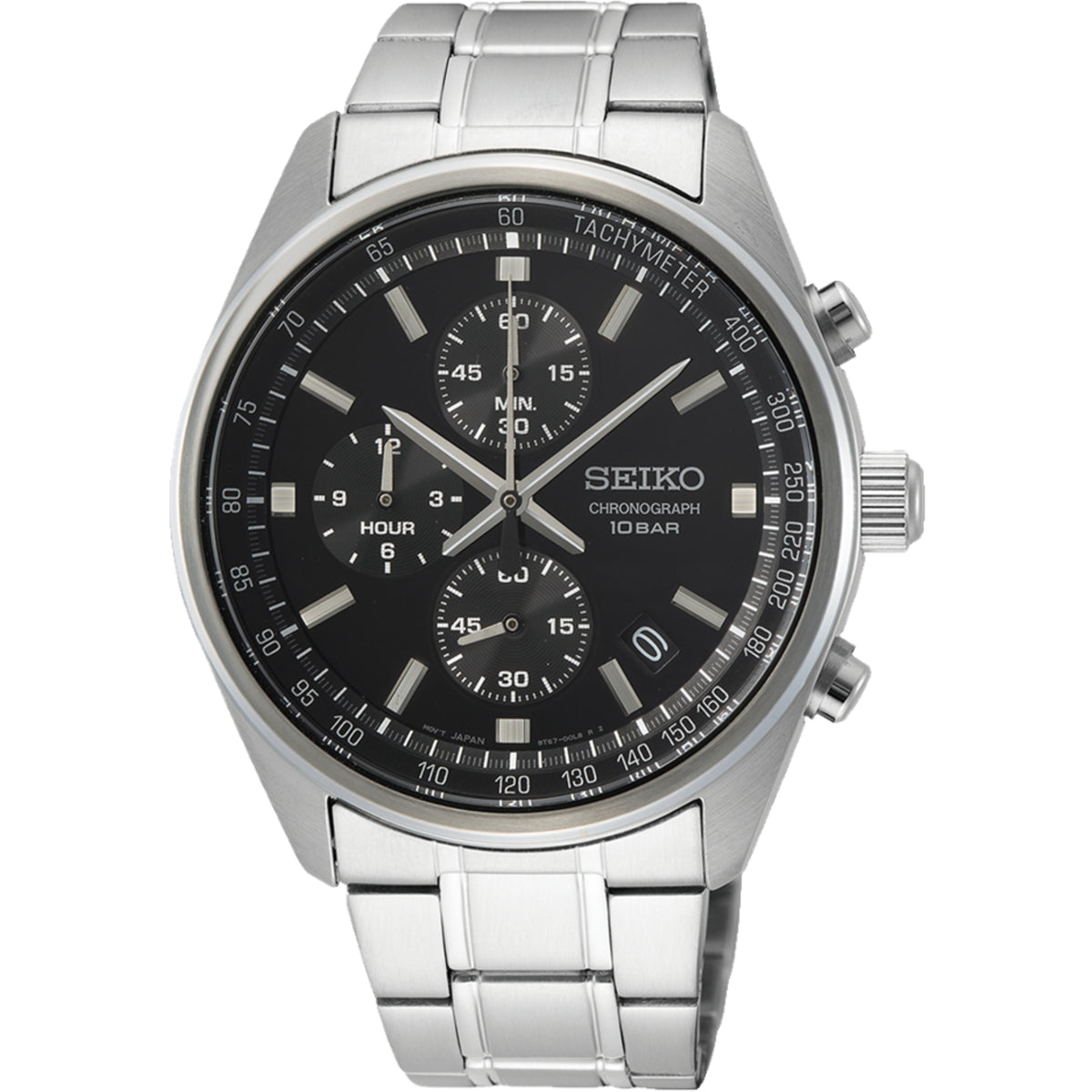 Seiko Essentials SSB379P1 black dial front view