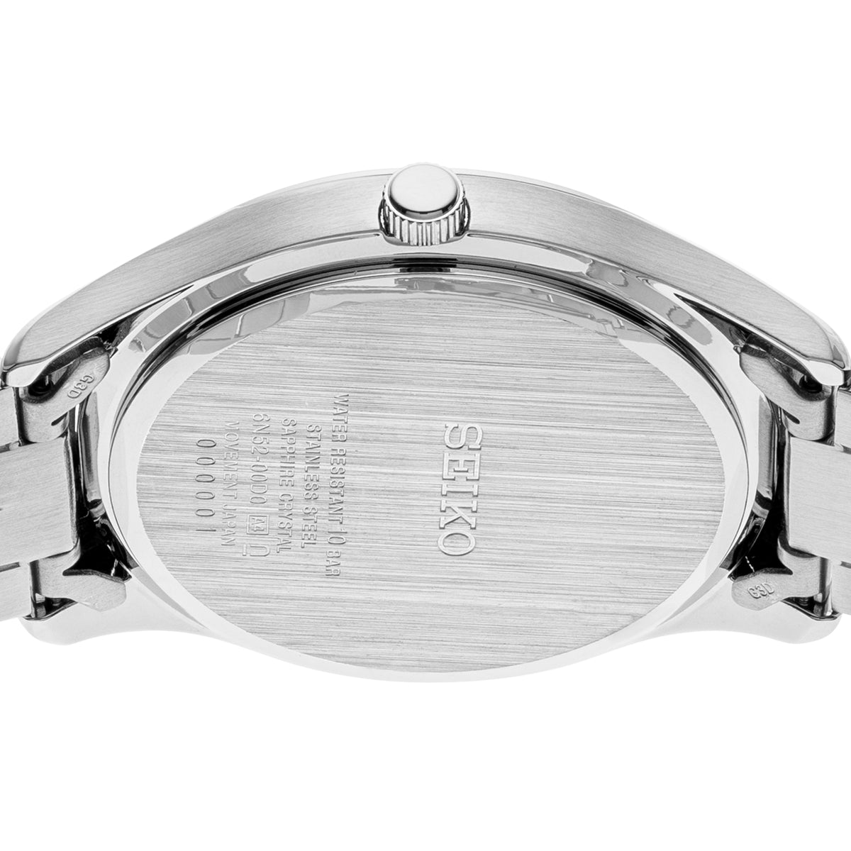 Seiko Essentials SUR419P1 watch caseback profile