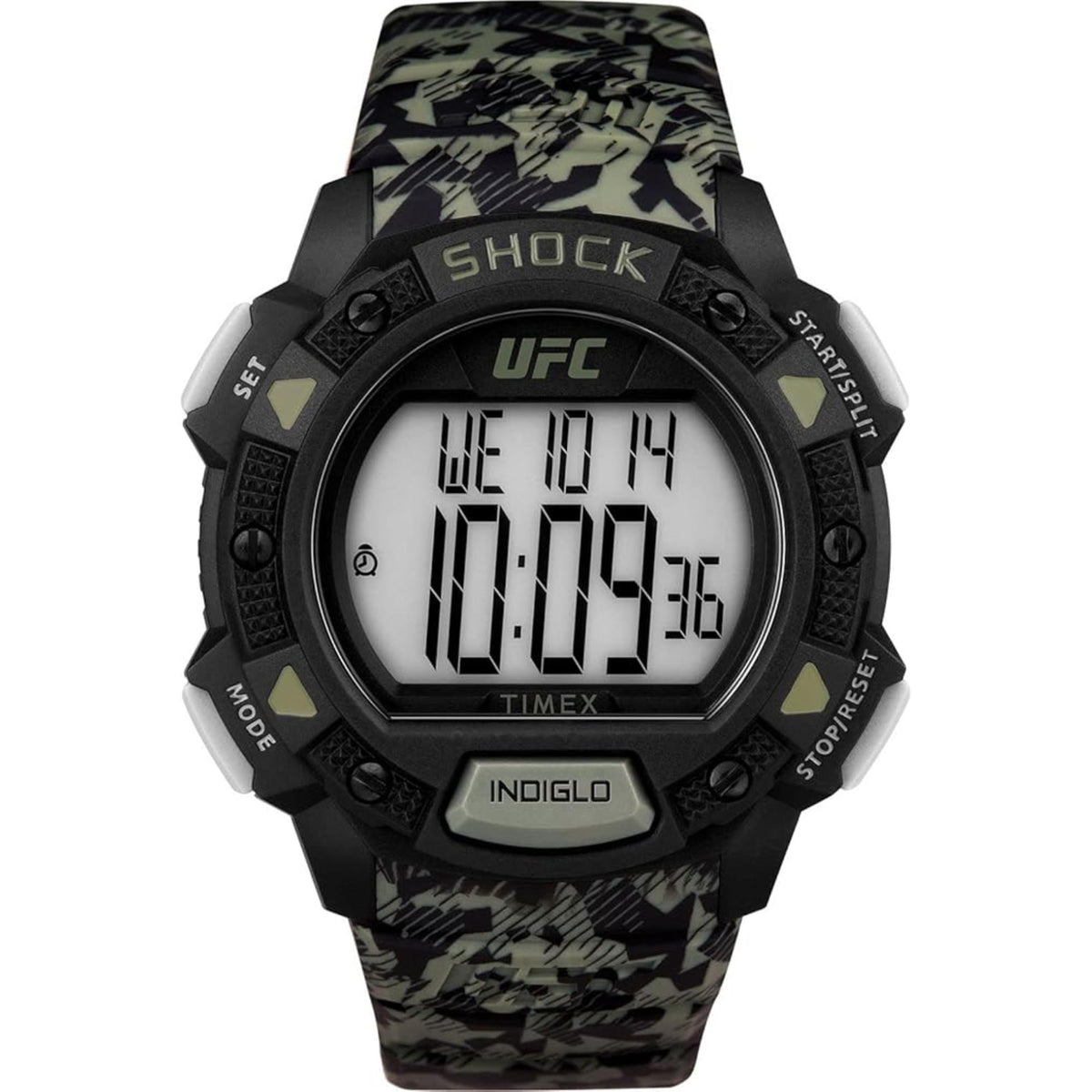 Timex UFC TW4B27500 digital camo dial front view