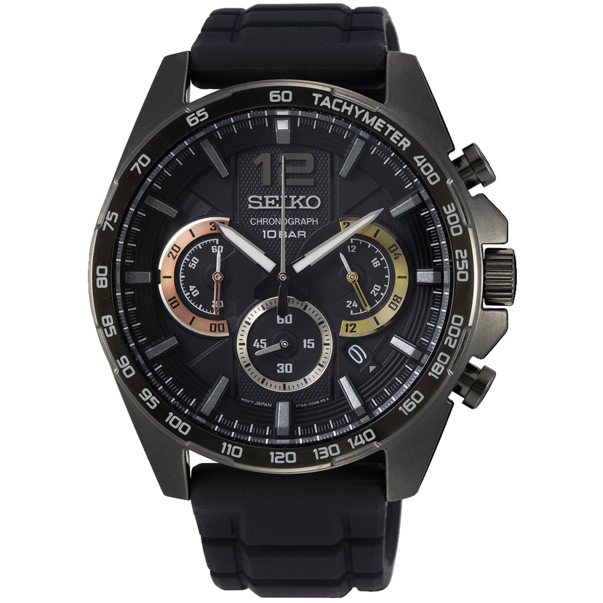 Seiko Essentials SSB349P1 black dial front view