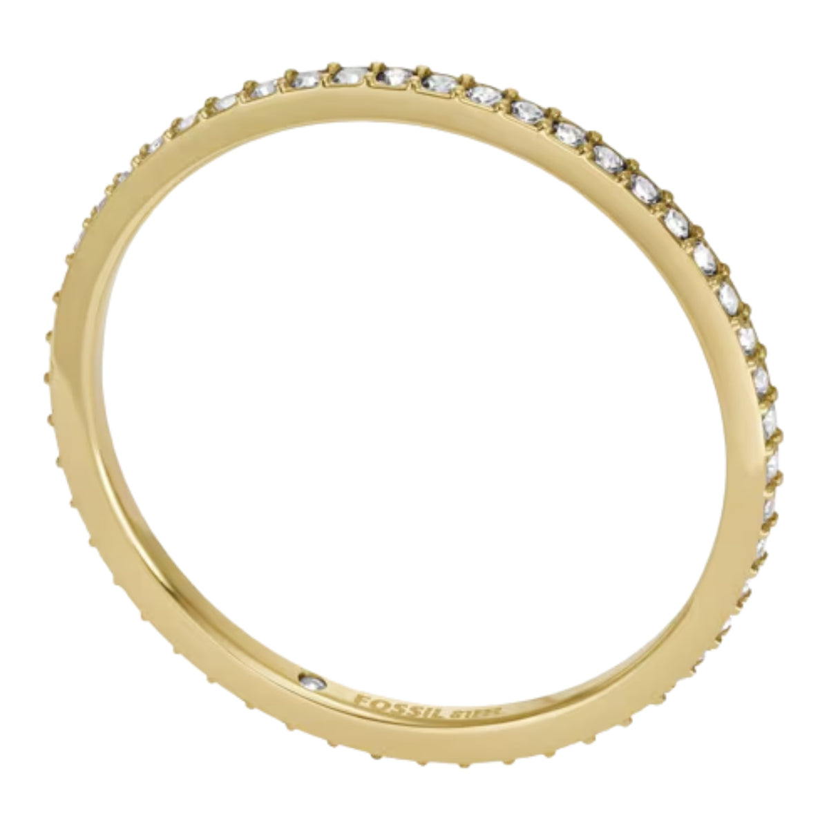 Fossil gold-tone stainless steel ring with pavé clear stones