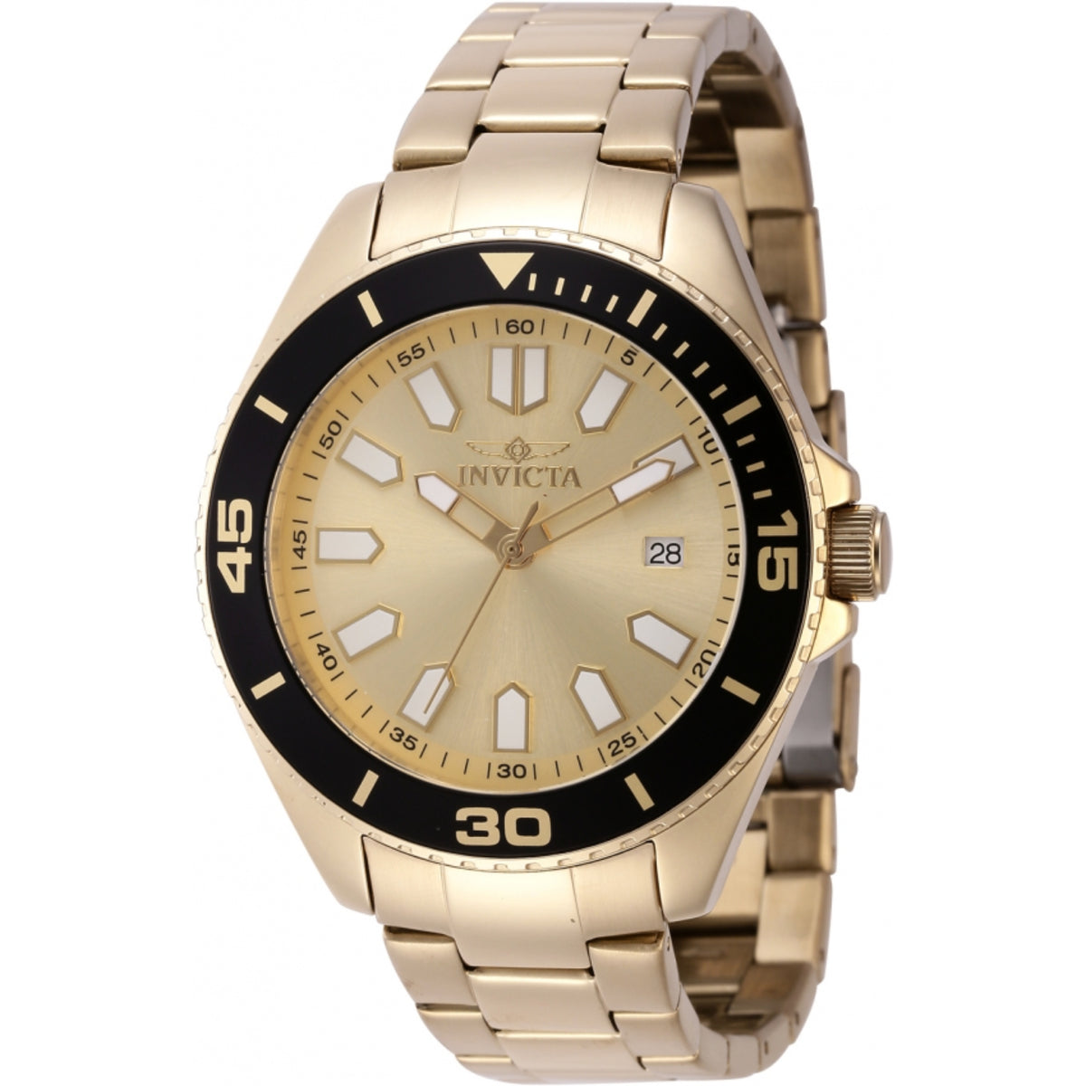 Invicta 46317 Pro Diver Quartz Gold Dial Steel Strap Men's Watch