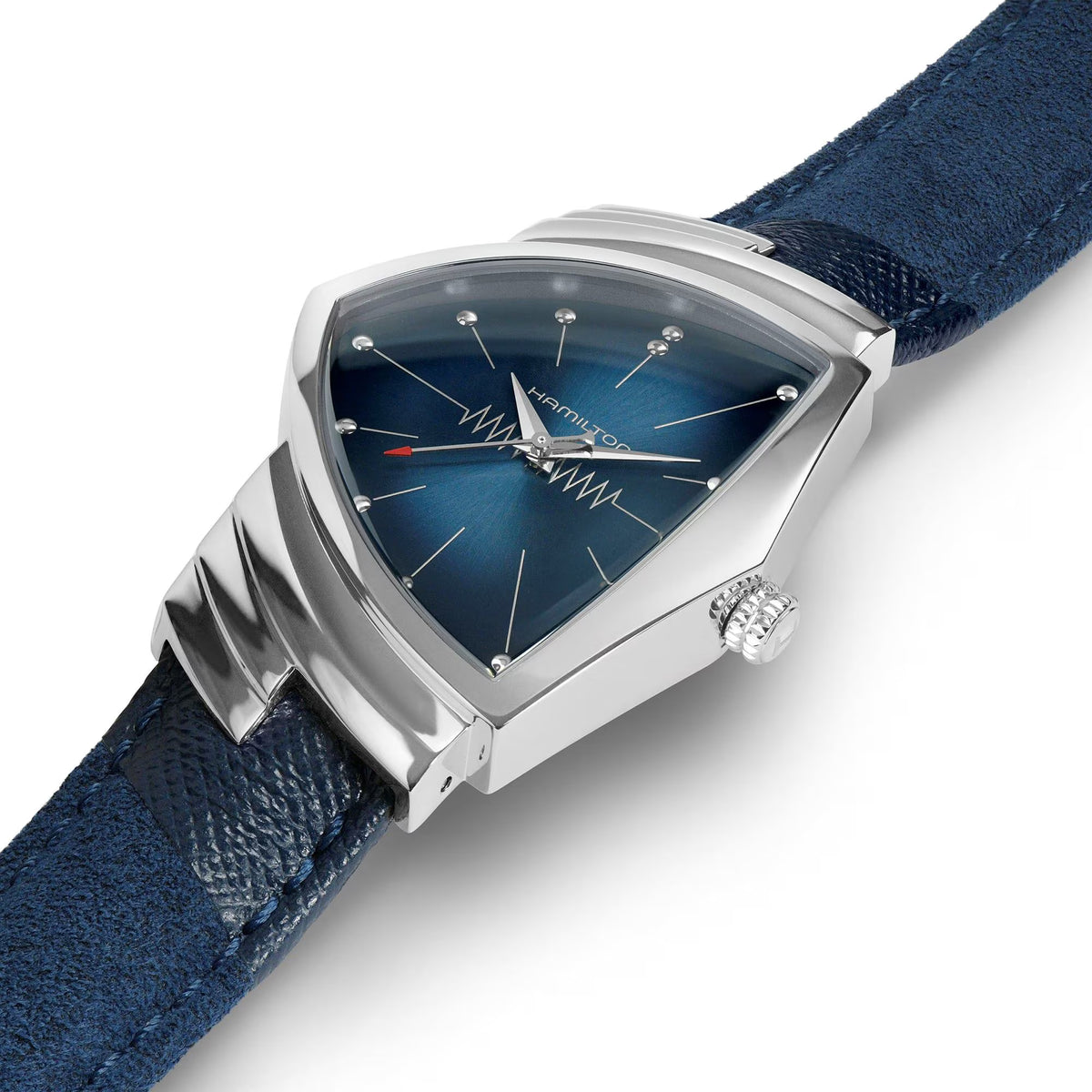 3.Hamilton Ventura H24411942 iconic triangular stainless steel case side profile
