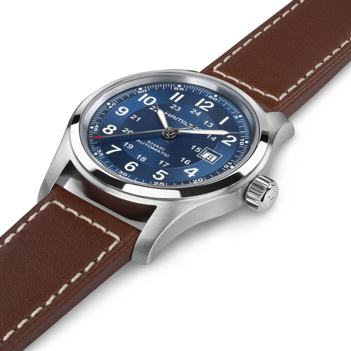 Hamilton Khaki Field H70605540 42mm brushed stainless steel case side profile