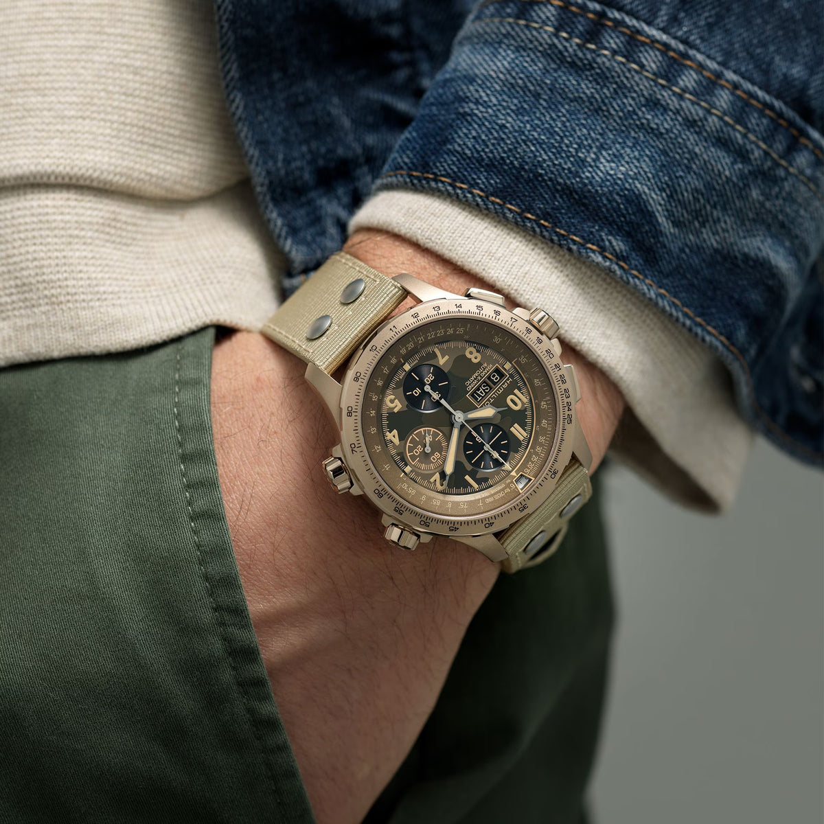 Hamilton Khaki Aviation X-Wind chronograph H77916920 worn on wrist