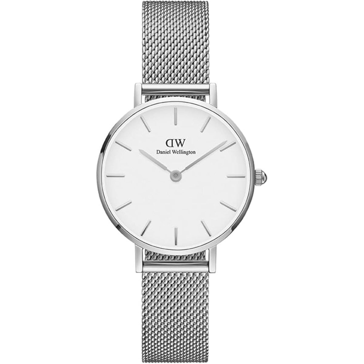 Daniel Wellington Petite white dial steel ladies quartz watch DW00100220 front view