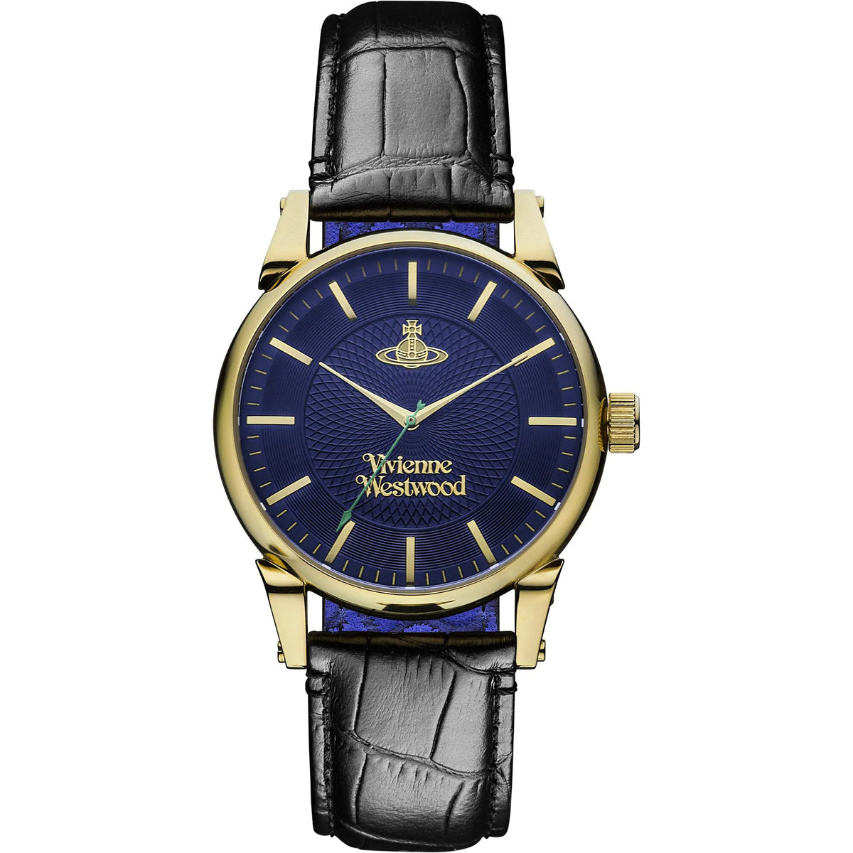 Vivienne Westwood Finsbury Black Leather Strap Blue Dial Men's Watch VV065NVBK - WatchNation